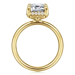 New Gabriel & Co. Symphony - 14K Yellow Gold Emerald Cut Hidden Halo Diamond Engagement Ring