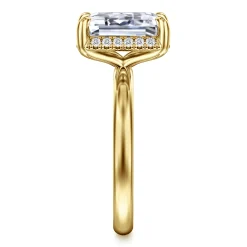New Gabriel & Co. Symphony - 14K Yellow Gold Emerald Cut Hidden Halo Diamond Engagement Ring