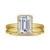 Hot Gabriel & Co. Symphony - 14K Yellow Gold Emerald Cut Hidden Halo Diamond Engagement Ring