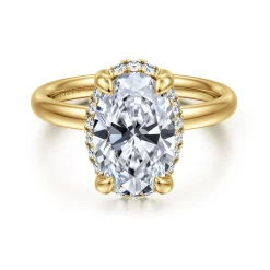 Discount Gabriel & Co. Symphony - 14K Yellow Gold Oval Hidden Halo Diamond Engagement Ring