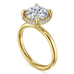 Best Gabriel & Co. Symphony - 14K Yellow Gold Round Hidden Halo Diamond Engagement Ring