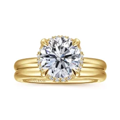 Best Gabriel & Co. Symphony - 14K Yellow Gold Round Hidden Halo Diamond Engagement Ring