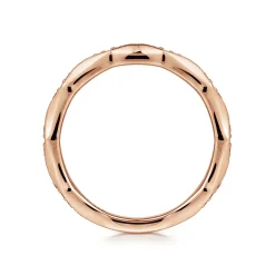Gabriel & Co. Tahiti - 14K Rose Gold Tapering Stations Diamond Anniversary Band with Milgrain - 0.12 ct