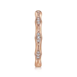 Gabriel & Co. Tahiti - 14K Rose Gold Tapering Stations Diamond Anniversary Band with Milgrain - 0.12 ct