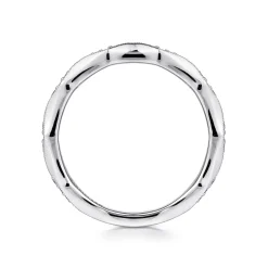 Sale Gabriel & Co. Tahiti - 14K White Gold Vintage Inspired Diamond Anniversary Band - 0.12 ct