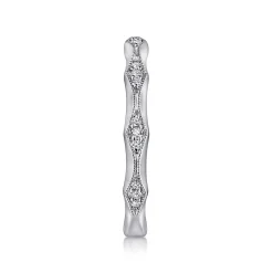 Sale Gabriel & Co. Tahiti - 14K White Gold Vintage Inspired Diamond Anniversary Band - 0.12 ct