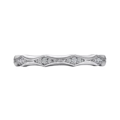 Sale Gabriel & Co. Tahiti - 14K White Gold Vintage Inspired Diamond Anniversary Band - 0.12 ct