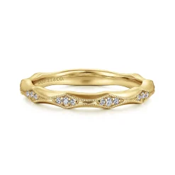 Discount Gabriel & Co. Tahiti - 14K Yellow Gold Vintage Inspired Diamond Anniversary Band - 0.12 ct