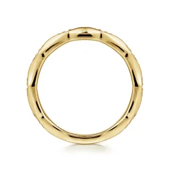 Discount Gabriel & Co. Tahiti - 14K Yellow Gold Vintage Inspired Diamond Anniversary Band - 0.12 ct