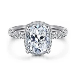 Outlet Gabriel & Co. Talisa - 14K White Gold Elongated Cushion Hidden Halo Diamond Engagement Ring