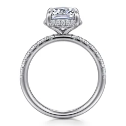 Outlet Gabriel & Co. Talisa - 14K White Gold Elongated Cushion Hidden Halo Diamond Engagement Ring