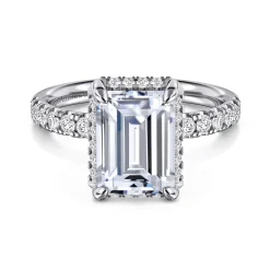 Online Gabriel & Co. Talisa - 14K White Gold Emerald Cut Hidden Halo Diamond Engagement Ring