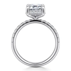 Best Gabriel & Co. Talisa - 14K White Gold Emerald Cut Hidden Halo Diamond Engagement Ring