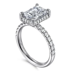Best Gabriel & Co. Talisa - 14K White Gold Emerald Cut Hidden Halo Diamond Engagement Ring