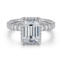 Best Gabriel & Co. Talisa - 14K White Gold Emerald Cut Hidden Halo Diamond Engagement Ring