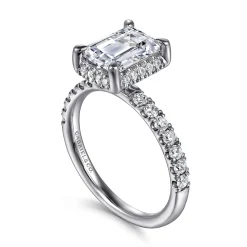Discount Gabriel & Co. Talisa - 14K White Gold Emerald Cut Hidden Halo Diamond Engagement Ring
