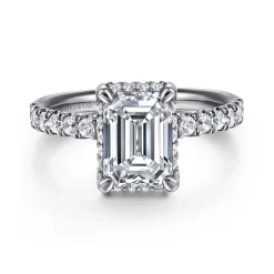 Discount Gabriel & Co. Talisa - 14K White Gold Emerald Cut Hidden Halo Diamond Engagement Ring