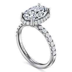 New Gabriel & Co. Talisa - 14K White Gold Oval Hidden Halo Diamond Engagement Ring