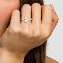 Best Gabriel & Co. Talisa - 14K White Gold Round Hidden Halo Diamond Engagement Ring