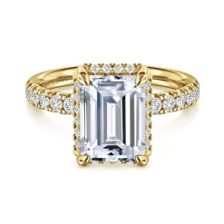 Hot Gabriel & Co. Talisa - 14K Yellow Gold Emerald Cut Hidden Halo Diamond Engagement Ring