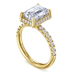 Hot Gabriel & Co. Talisa - 14K Yellow Gold Emerald Cut Hidden Halo Diamond Engagement Ring