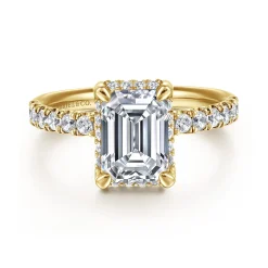 Clearance Gabriel & Co. Talisa - 14K Yellow Gold Emerald Cut Hidden Halo Diamond Engagement Ring