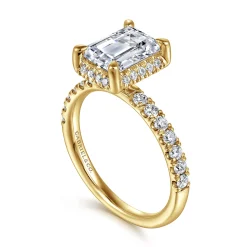 Clearance Gabriel & Co. Talisa - 14K Yellow Gold Emerald Cut Hidden Halo Diamond Engagement Ring