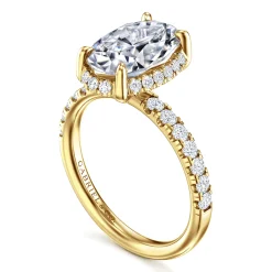 New Gabriel & Co. Talisa - 14K Yellow Gold Oval Hidden Halo Diamond Engagement Ring