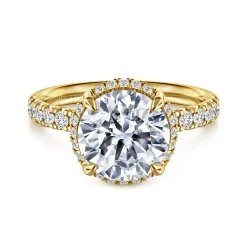 Clearance Gabriel & Co. Talisa - 14K Yellow Gold Round Hidden Halo Diamond Engagement Ring