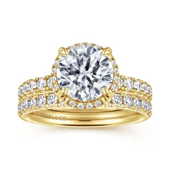 Sale Gabriel & Co. Talisa - 14K Yellow Gold Round Hidden Halo Diamond Engagement Ring