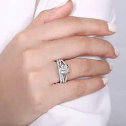Hot Gabriel & Co. Tartan - 14K White Gold Round Diamond Engagement Ring