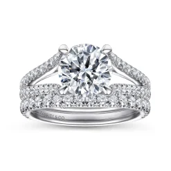Hot Gabriel & Co. Tartan - 14K White Gold Round Diamond Engagement Ring