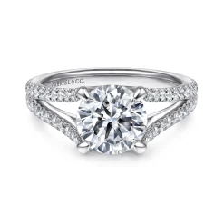Hot Gabriel & Co. Tartan - 14K White Gold Round Diamond Engagement Ring