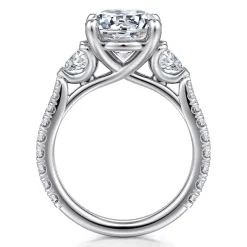 Sale Gabriel & Co. Taryn - 14K White Gold Round 3 Stone Diamond Engagement Ring