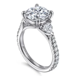 Sale Gabriel & Co. Taryn - 14K White Gold Round 3 Stone Diamond Engagement Ring