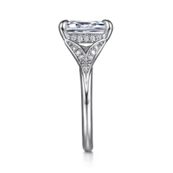 New Gabriel & Co. Taye - 14K White Gold Split Shank Emerald Cut Diamond Engagement Ring
