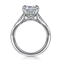 New Gabriel & Co. Taye - 14K White Gold Split Shank Emerald Cut Diamond Engagement Ring