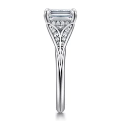 Outlet Gabriel & Co. Taye - 14K White Gold Split Shank Emerald Cut Diamond Engagement Ring