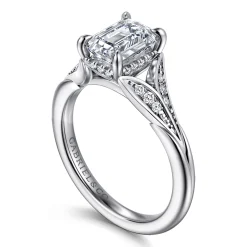Outlet Gabriel & Co. Taye - 14K White Gold Split Shank Emerald Cut Diamond Engagement Ring