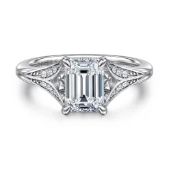 Outlet Gabriel & Co. Taye - 14K White Gold Split Shank Emerald Cut Diamond Engagement Ring