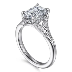 Hot Gabriel & Co. Taye - 14K White Gold Split Shank Emerald Cut Diamond Engagement Ring