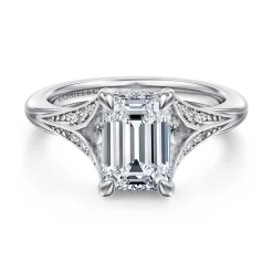 Hot Gabriel & Co. Taye - 14K White Gold Split Shank Emerald Cut Diamond Engagement Ring