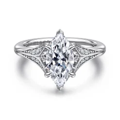 New Gabriel & Co. Taye - 14K White Gold Split Shank Marquise Shape Diamond Engagement Ring