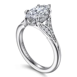 New Gabriel & Co. Taye - 14K White Gold Split Shank Marquise Shape Diamond Engagement Ring