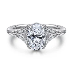 Sale Gabriel & Co. Taye - 14K White Gold Split Shank Oval Diamond Engagement Ring