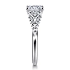 New Gabriel & Co. Taye - 14K White Gold Split Shank Princess Cut Diamond Engagement Ring