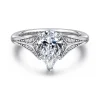 Clearance Gabriel & Co. Taye - 14K White Gold Split Shank Pear Shape Diamond Engagement Ring