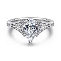 Clearance Gabriel & Co. Taye - 14K White Gold Split Shank Pear Shape Diamond Engagement Ring