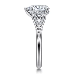 Clearance Gabriel & Co. Taye - 14K White Gold Split Shank Pear Shape Diamond Engagement Ring
