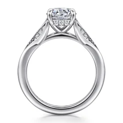 Clearance Gabriel & Co. Taye - 14K White Gold Split Shank Round Diamond Engagement Ring
